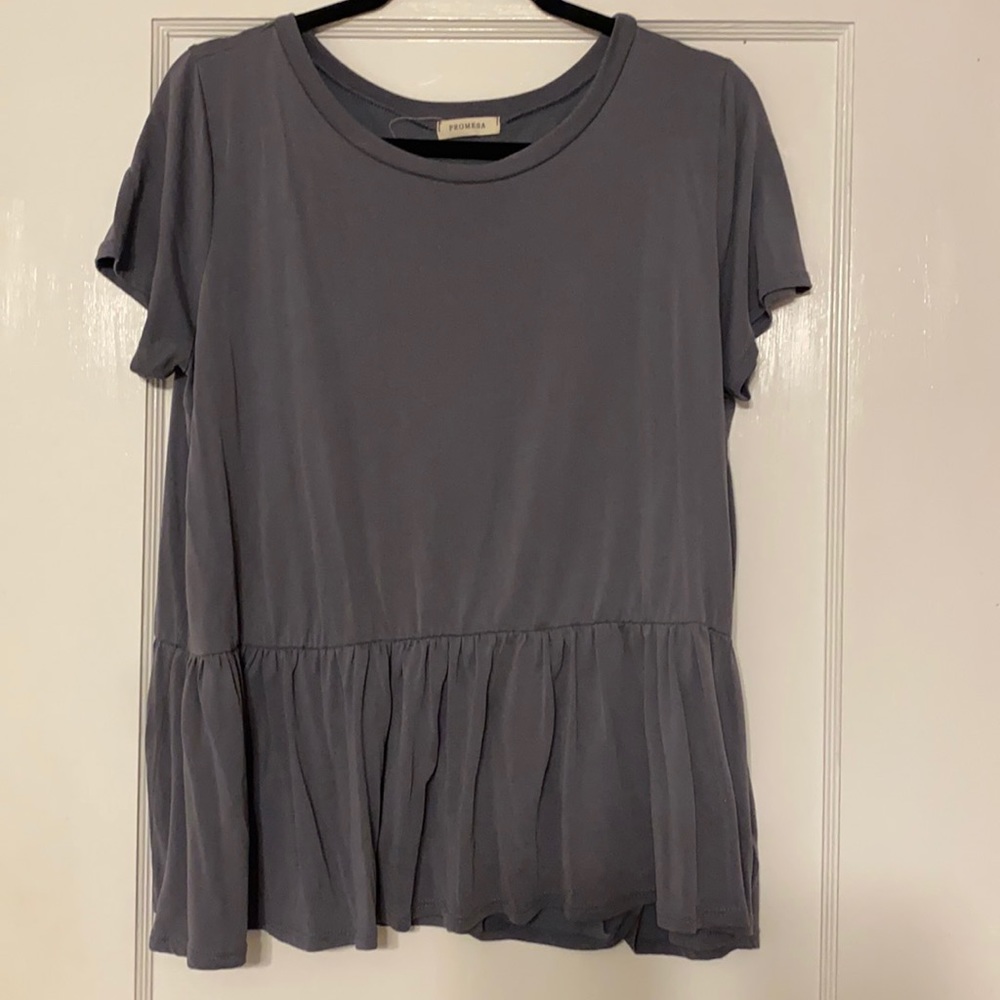 Gray Peplum Shirt